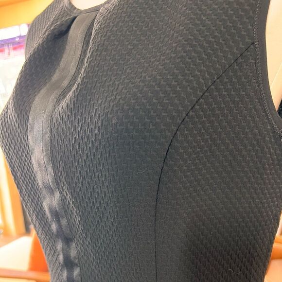 Sandro Paris Black Textured Fit & Flare Sleeveless Dress Sz 3 L Elegant Zip Back - Picture 10 of 12